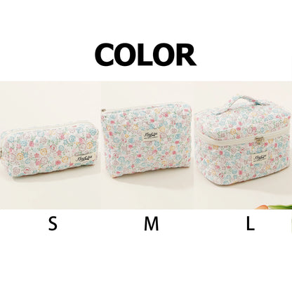 1pcs Cute Quilted Cotton Makeup Bag Women Zipper Cosmetic Organizer Cloth Handbag Box Shape Portable Toiletry Case for Girls - Smarsty