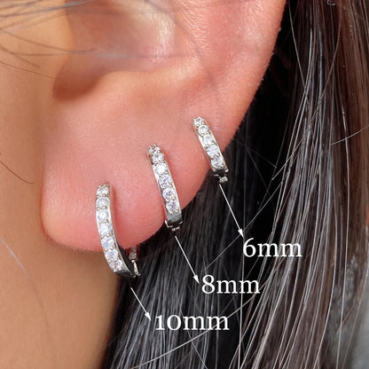 Stainless Steel Crystal Zirconia Small Huggie Earrings - Smarsty
