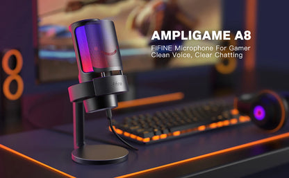 FIFINE USB Microphone with RGB Modes for Streaming - Smarsty
