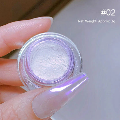 Aurora Pearl White Nail Glitter Powder for Stunning Designs - Smarsty