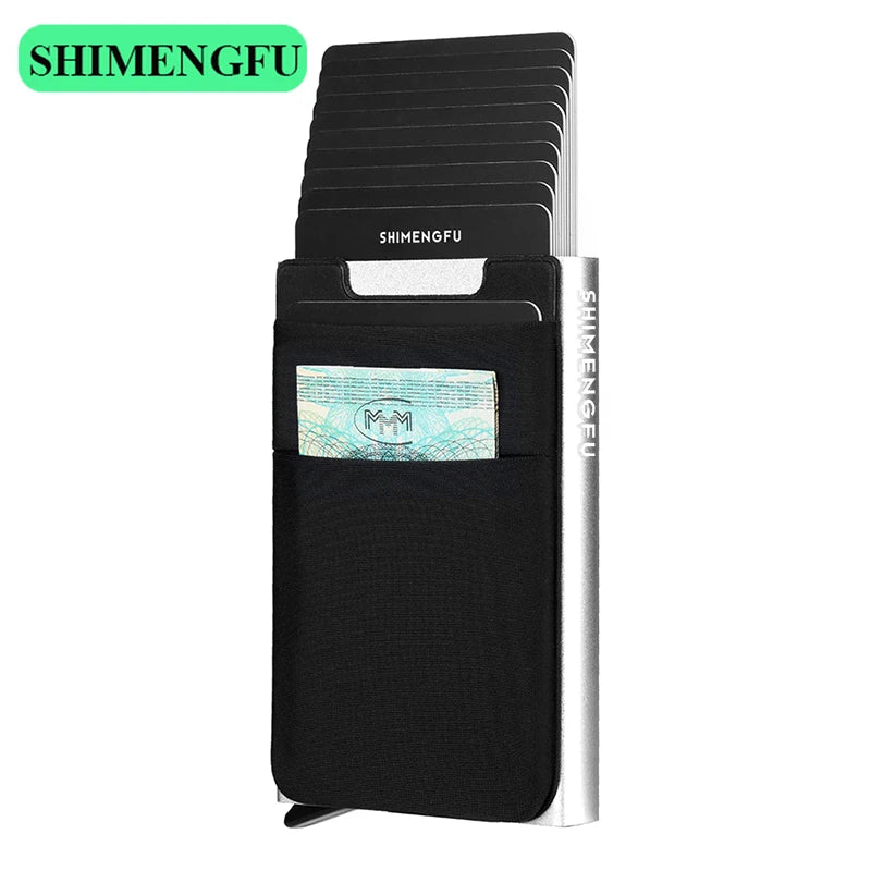 Pop-Up Card Holder RFID Protection Slim Aluminum Men Wallet Elasticity Back Pouch ID Credit Case Travel Cardholder Women Purse - Smarsty