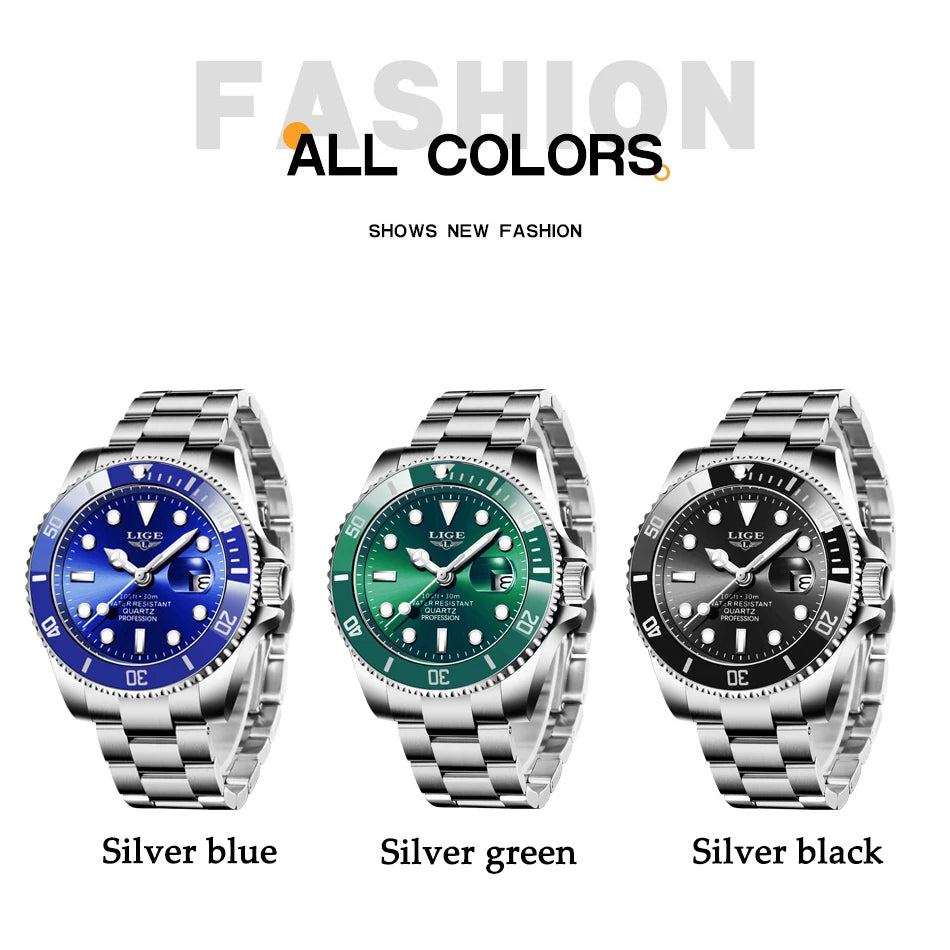 LIGE Luxury Waterproof Diver Watch for Men - Smarsty