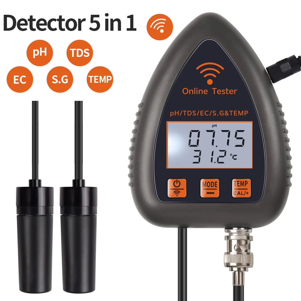 Tuya WiFi 5 in 1 Water Quality Monitor for Aquariums - Smarsty