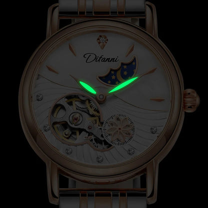 Luxury Women's Automatic Mechanical Watch with Moon Phase - Smarsty