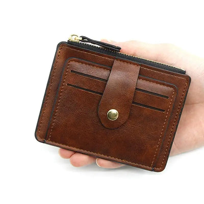 Luxury Small Men's Credit ID Card Holder Wallet Male Slim Leather Wallet with Coin Pocket Brand Designer Purse for Men Women - Smarsty