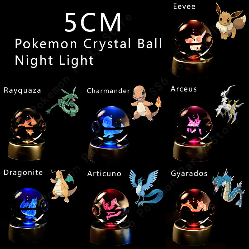 3D Pokemon Crystal Ball Night Light Lamp - Smarsty