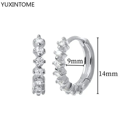 925 Sterling Silver Hoop Earrings White Crystal Luxury - Smarsty
