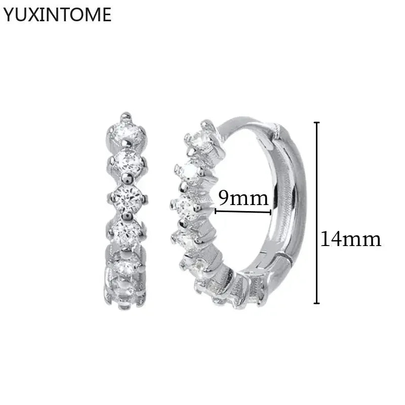 925 Sterling Silver Hoop Earrings White Crystal Luxury - Smarsty