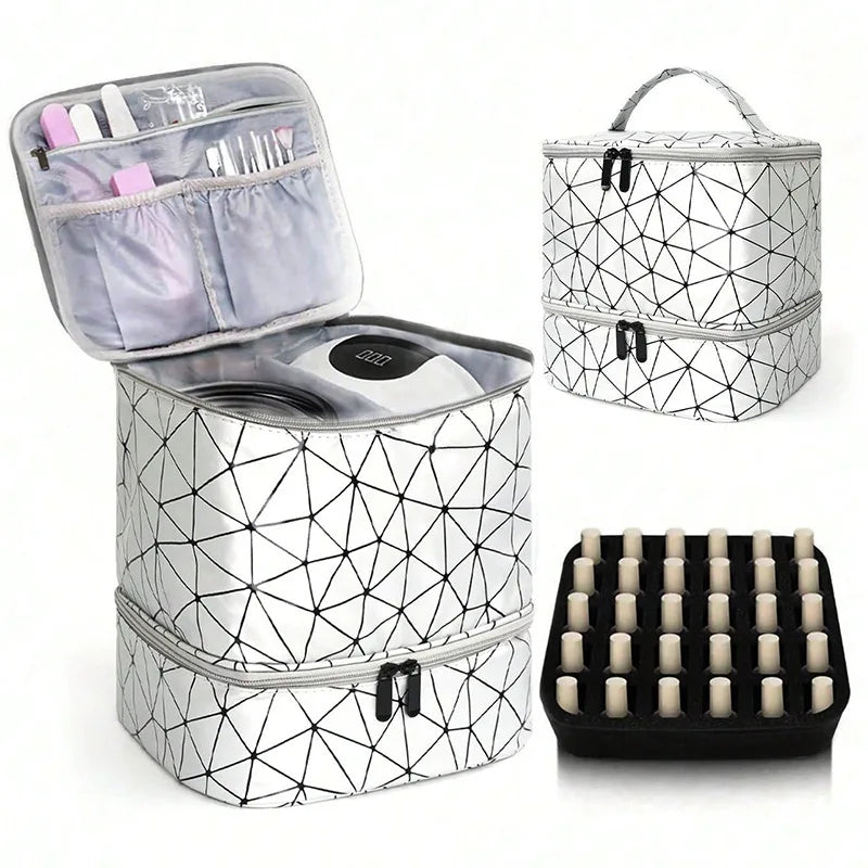 Portable Nail Polish Organizer Bag With Double Layer - Smarsty