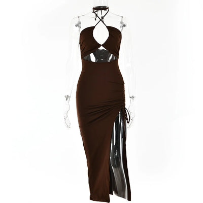 Sleeveless Sexy Female Midi Backless Dresses Slim Night Club Party Women's Dress Bodycon Vestidos Elegantes Para Mujer - Smarsty