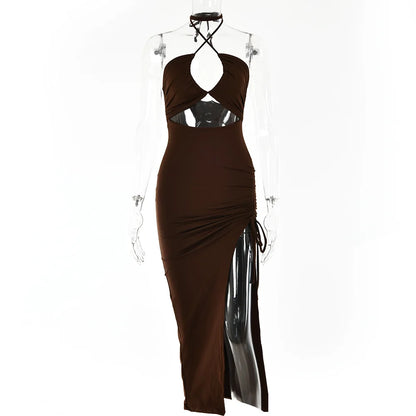 Sleeveless Sexy Female Midi Backless Dresses Slim Night Club Party Women's Dress Bodycon Vestidos Elegantes Para Mujer - Smarsty