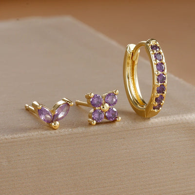 Gold Color Stainless Steel Hoop Earrings Set for Women - Smarsty