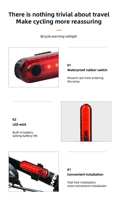 Rear Bike Tail Light USB Rechargeable Ultra Bright Taillights Fit On Bicycle Easy to Install for Cycling Safety Bicycle Light - Smarsty