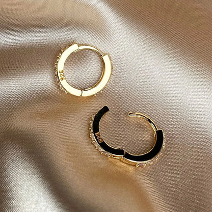 Stainless Steel Crystal Zirconia Small Huggie Earrings - Smarsty