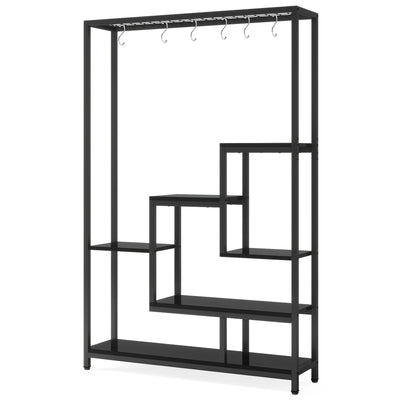 Tribesigns 5 Tiers Tall Indoor Plant Stand 70.9 inches Large Metal Plant Shelf with 10 PC S Hanging Hooks for Garden - Smarsty