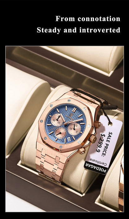 Luxury Men's Chronograph Watch with Waterproof Feature - Smarsty