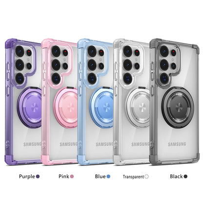 Rotating Magnetic Stand Transparent Shockproof Phone Case - Smarsty