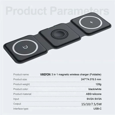 3 In 1 Wireless Charging Pad Foldable Desktop Charger - Smarsty