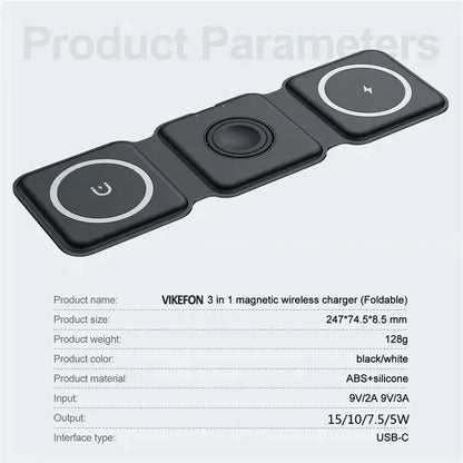 3 In 1 Wireless Charging Pad Foldable Desktop Charger - Smarsty