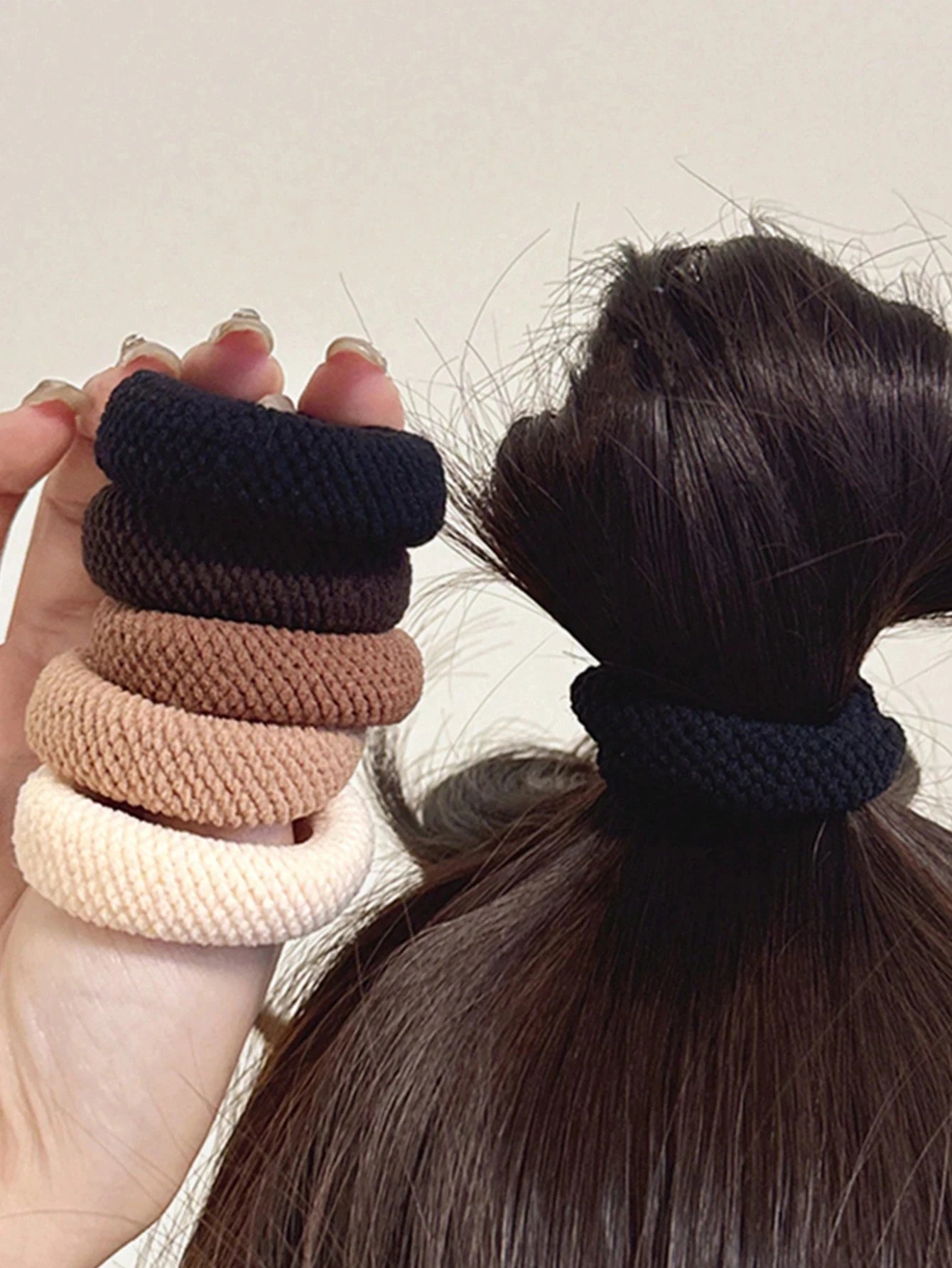 5/10 Mix Color High Elasticity Thickened Versatile Simple Scrunchies, Hair-Friendly (Random Color) Hair Ties Hair Rope - Smarsty