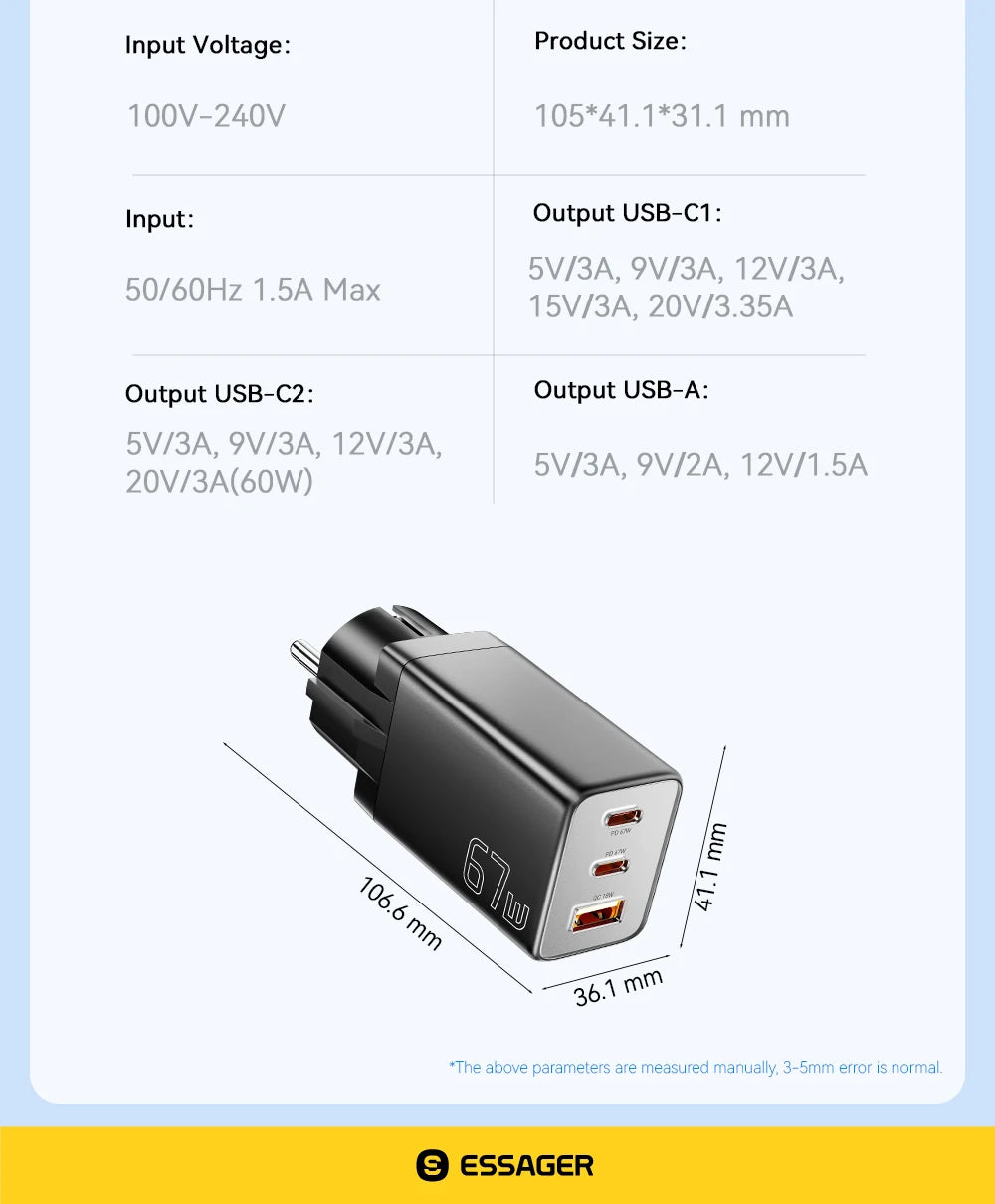 GaN USB C Charger 67W 45W Fast Charging For iPhone - Smarsty