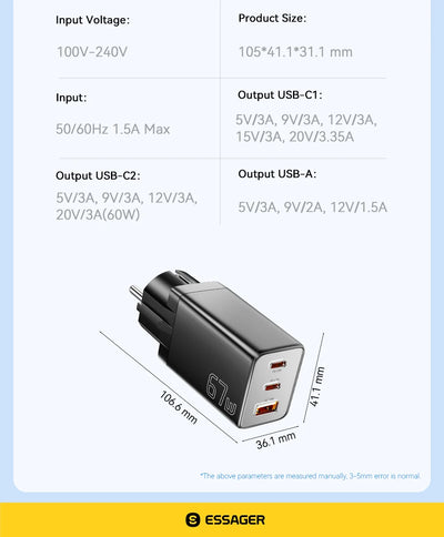 GaN USB C Charger 67W 45W Fast Charging For iPhone - Smarsty