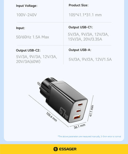 GaN USB C Charger 67W 45W Fast Charging For iPhone - Smarsty