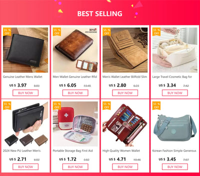 Men Wallet Genuine Leather Rfid Blocking Trifold Wallet Vintage Thin Short Multi Function ID Credit Card Holder Male Purse Money - Smarsty