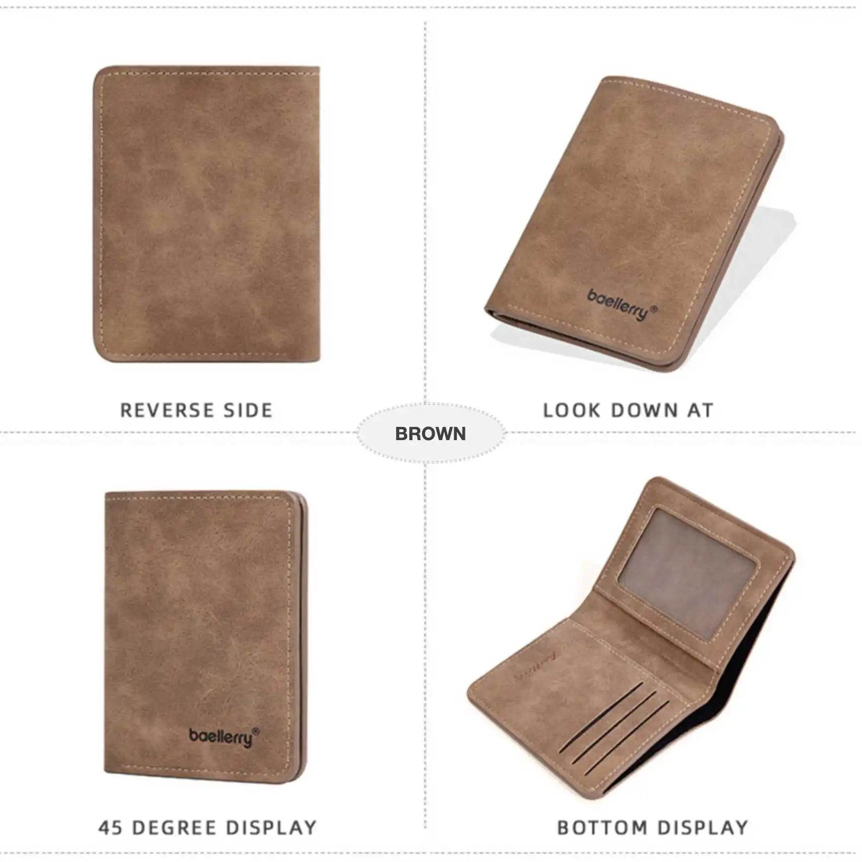 Thin Sanded Leather Multi-Card Driver's License Card Holder Simple Casual New Business Multi-Function Bifold Men's Short Wallet - Smarsty