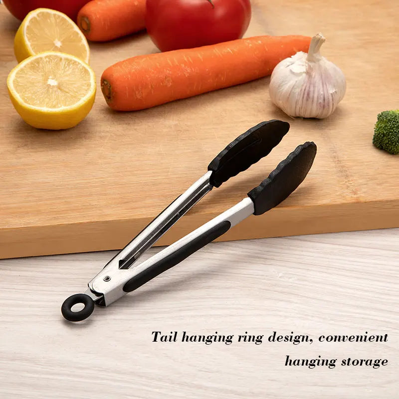 Black Silicone Food Tongs for Easy Cooking and Grilling - Smarsty