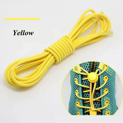 1 Pair 22 Colors Elastic Shoelaces Round Locking No Tie Shoe Laces Kids Adult Quick Lazy Laces Rubber Sneakers Shoelace T1 - Smarsty