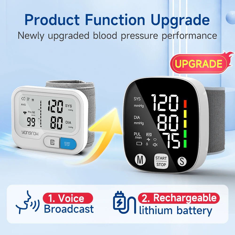 Yongrow Rechargeable Digital Wrist Blood Pressure Monitor - Smarsty