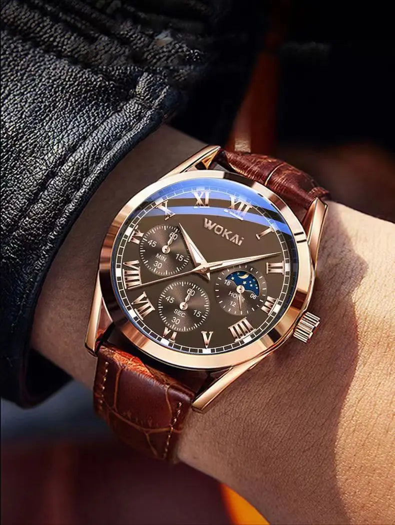Fashionable Quartz Watch with Roman Dial and Bamboo Belt - Smarsty