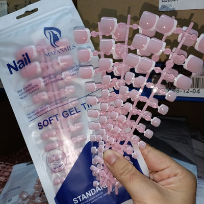 120 Pieces Pink Square Toe Nail Tips Full Cover Extensions - Smarsty