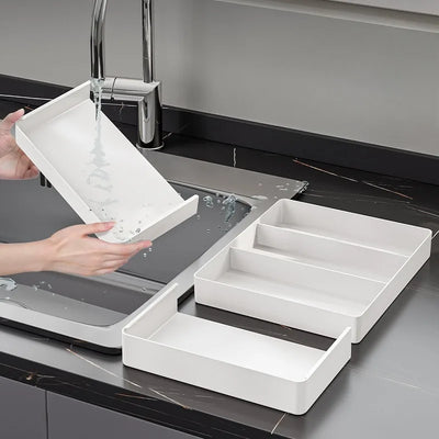 Kitchen Drawer Retractable Storage Box Kitchen Storage Tray Detachable Tray Household Partitioning Organization Box by Smarsty