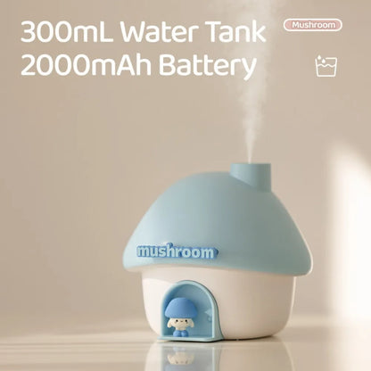 Cartoon Air Humidifier 300ml Mini Essential Oil Aroma Diffusers Colorful Lighting Cute Mushroom House Home Ultrasonic Humidifier - Smarsty