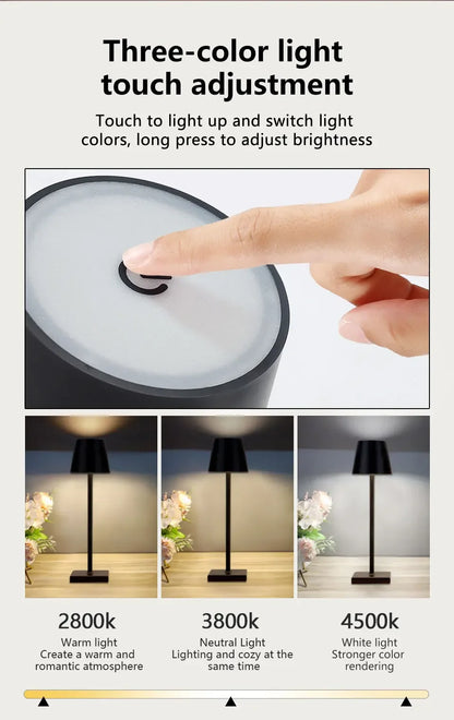 Wireless LED Table Lamp Rechargeable Dimmable Mood Light - Smarsty