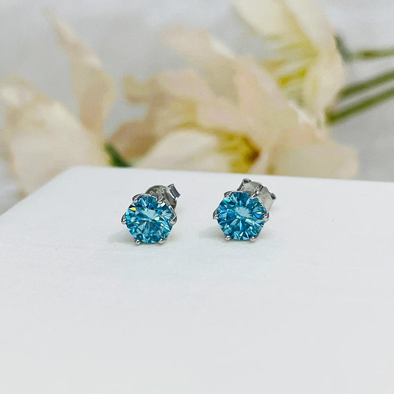Moissanite Stud Earrings Sterling Silver VVS D Sparkle - Smarsty