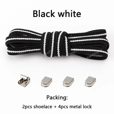 No tie Shoe laces Elastic laces Sneakers Flat Shoelaces without ties Quick Shoelace for Shoes Kids Adult One Size fits All Shoes - Smarsty