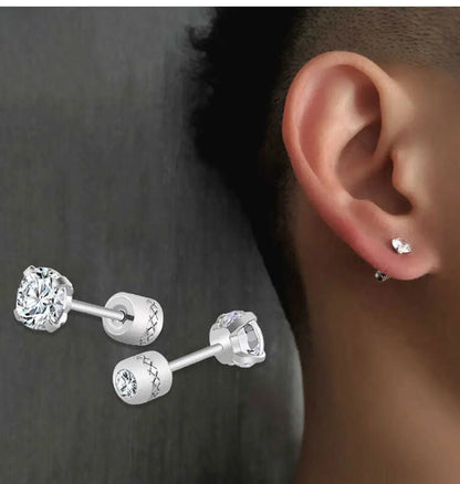 Stainless Steel Crystal Zircon Stud Earrings Hypoallergenic - Smarsty