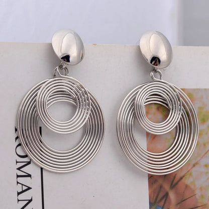 Trendy Big Round Dangle Earrings for Women in Golden Silver - Smarsty