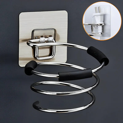 Wall Mounted Hair Dryer Holder Stainless Steel Organizer - Smarsty