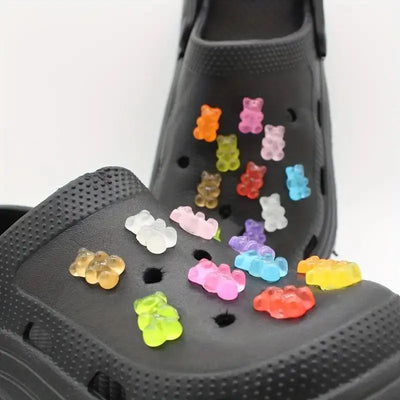 10/20pcs Glow-in-the-Dark Cute Bear Shoe Charms - Luminous DIY Shoe Decoration Accessories for Clogs - Smarsty