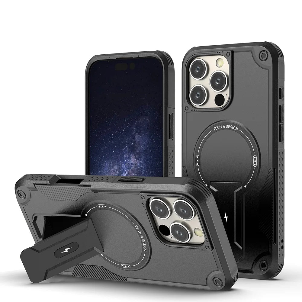 Armor Invisible Bracket for Magsafe Case For iPhone 17 16 15 13 14 12 Pro Max Plus 11 Magnetic PC Wireless Charge Holder Cover
