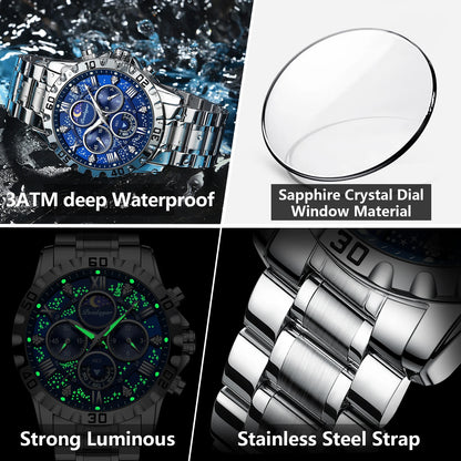 POEDAGAR Luxury Waterproof Quartz Sports Watch for Men - Smarsty