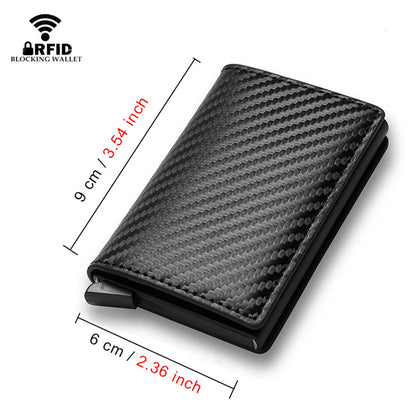Anti Rfid Carbon Fiber ID Credit Card Holder Men Wallets Mini Automatic Pop up Bank Cardholder Case Minimalist Vallet Choice