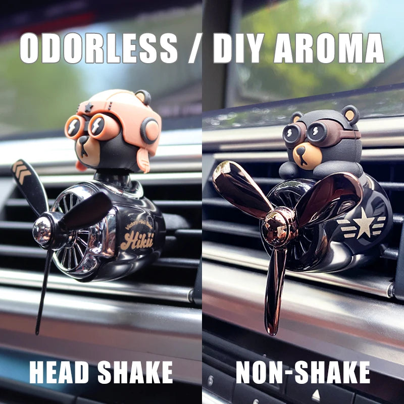 Odorless Car Air Freshener Vent Clip Bear Pilot Decor - Smarsty