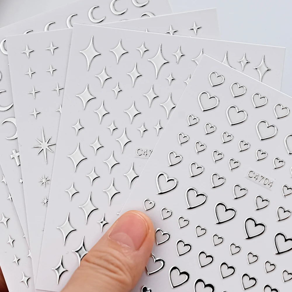 Metallic 3D Star Nail Art Stickers Set - Smarsty