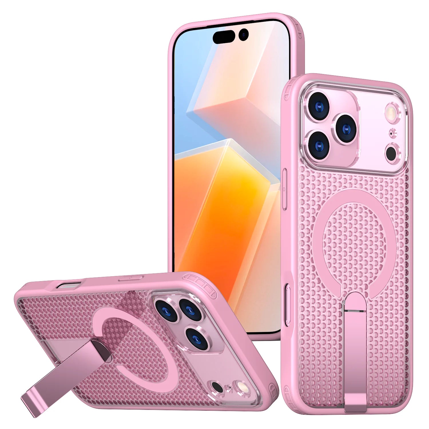 Breathable for Magsafe Stand Case for iPhone 17 Air 16 15 14 13 12 Pro Max 11 Plus 16E SE4 17Pro Magnetic Cooling Rugged Cover