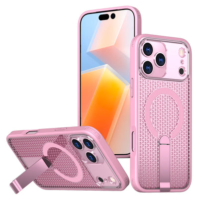 Breathable for Magsafe Stand Case for iPhone 17 Air 16 15 14 13 12 Pro Max 11 Plus 16E SE4 17Pro Magnetic Cooling Rugged Cover